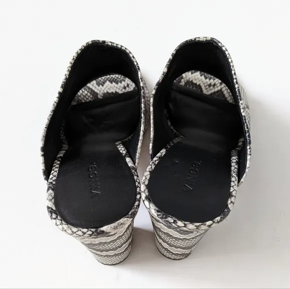 Vince Heath Snake Print Leather Block Heel Mule Sandals | Size 8.5