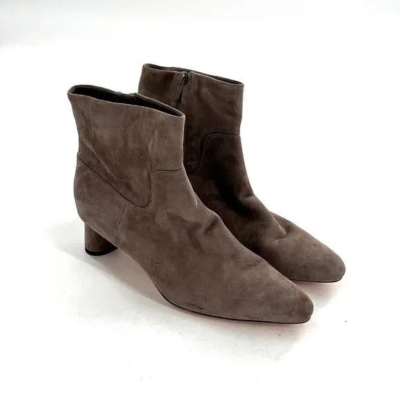Vince Hela Suede Bootie 8 NWOT Light Woodsmoke Taupe Boots Ankle Minimalist