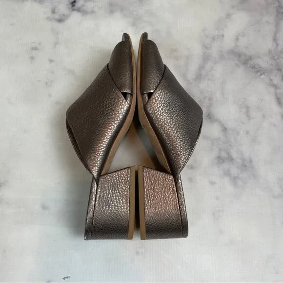 Vince Karsen Metallic Pebbled Leather Slide Sandals