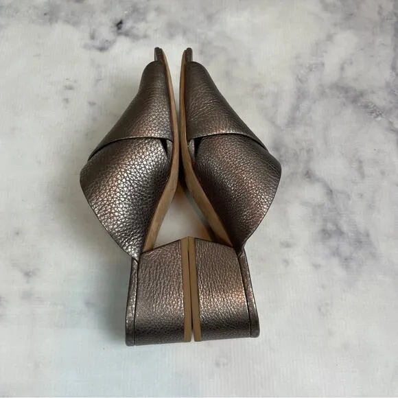 Vince Karsen Metallic Pebbled Leather Slide Sandals