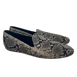 Vince Loafers Paz Gray/Cream Snake-Print Leather Size 9 Slip-On Flats Loafers