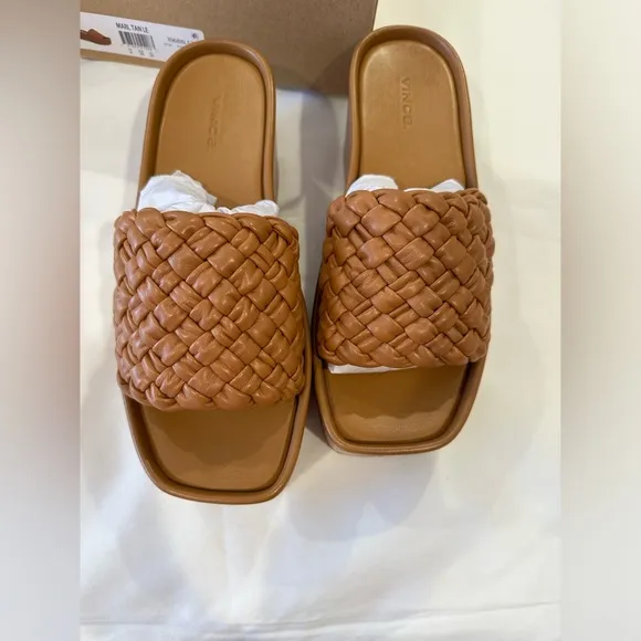 VINCE Mari Wedge Sandals in Tan New IN  BOX