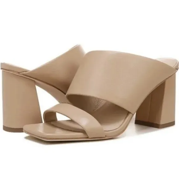 VINCE Nessia Block Heel Leather Sandals in Cappuccino Size 9