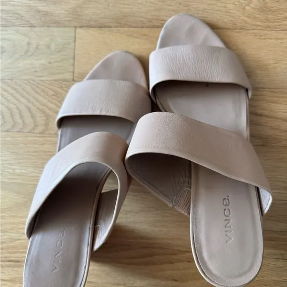 Vince Nude Leather Heeled Sandals