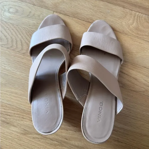 Vince Nude Leather Heeled Sandals