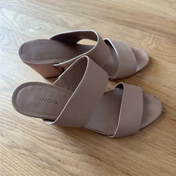 Vince Nude Leather Heeled Sandals
