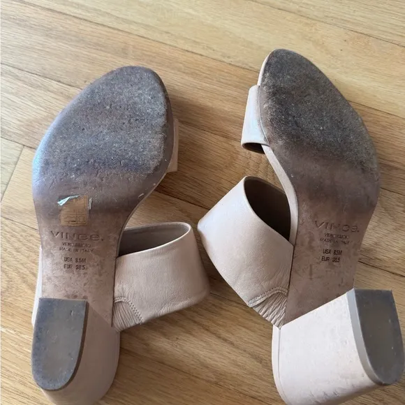 Vince Nude Leather Heeled Sandals