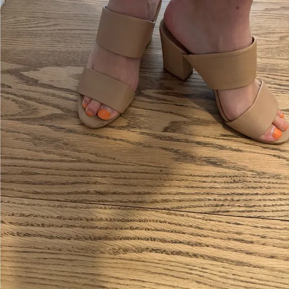 Vince Nude Leather Heeled Sandals