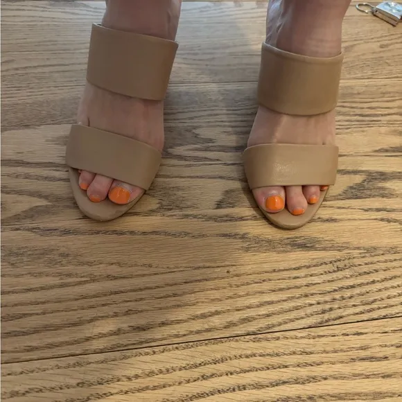 Vince Nude Leather Heeled Sandals