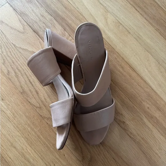 Vince Nude Leather Heeled Sandals
