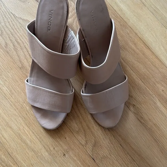 Vince Nude Leather Heeled Sandals
