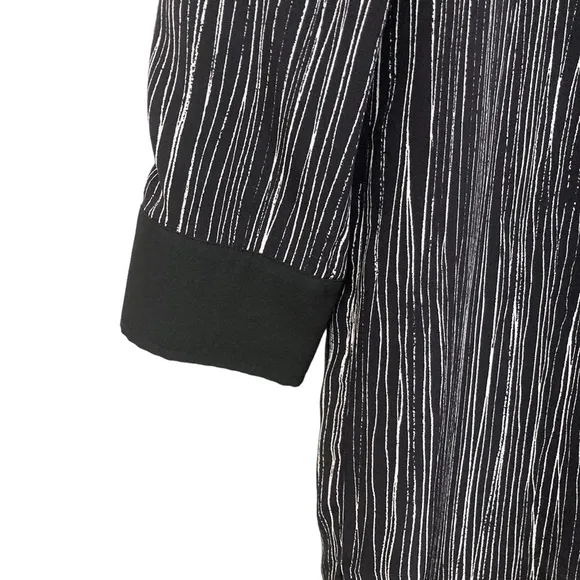 VINCE Pure Silk Black &amp; White Wavy Stripe High Low Popover Tunic Dress