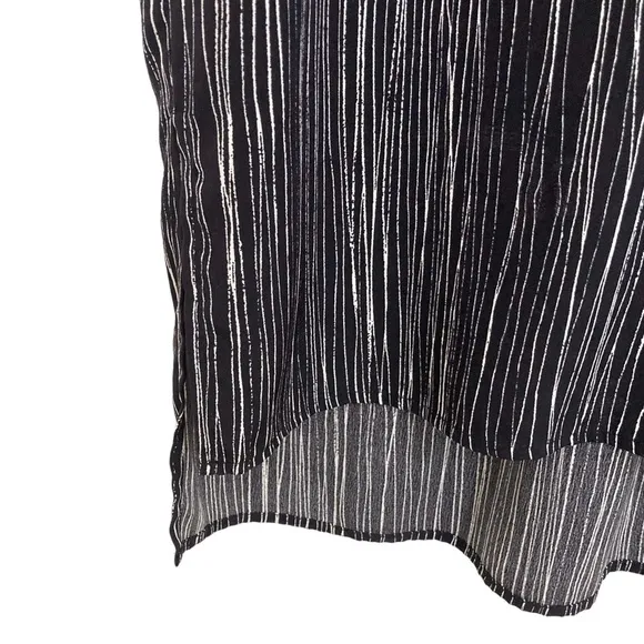 VINCE Pure Silk Black &amp; White Wavy Stripe High Low Popover Tunic Dress