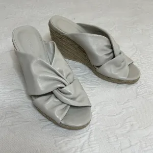 Vince Sylvia Wedge Espadrille Sandals Knotted Slip On Cream Leather Heel…