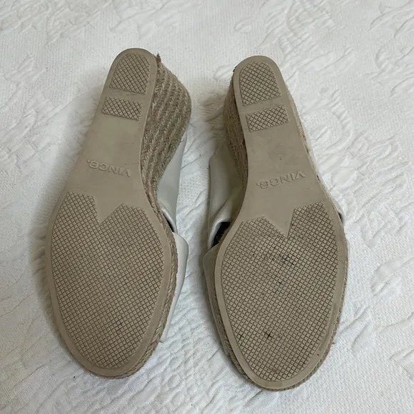 Vince Sylvia Wedge Espadrille Sandals Knotted Slip On Cream Leather Heel…