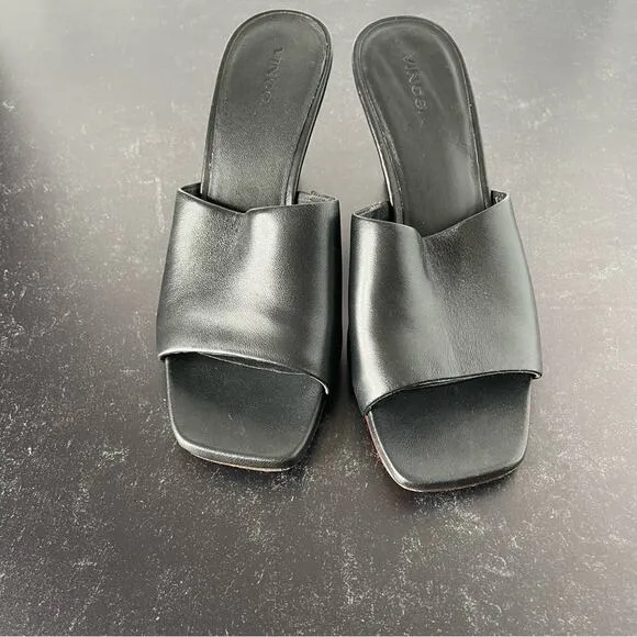 Vince Women's Pia Wedge Mule Sandals Black Sz 8.5