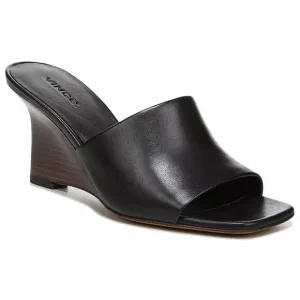 Vince Women's Pia Wedge Mule Sandals Black Sz 8.5