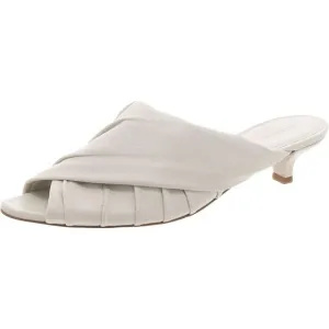 Vince Womens Zoey White Leather Peep Toe Sandal Kitten Heels Shoes New