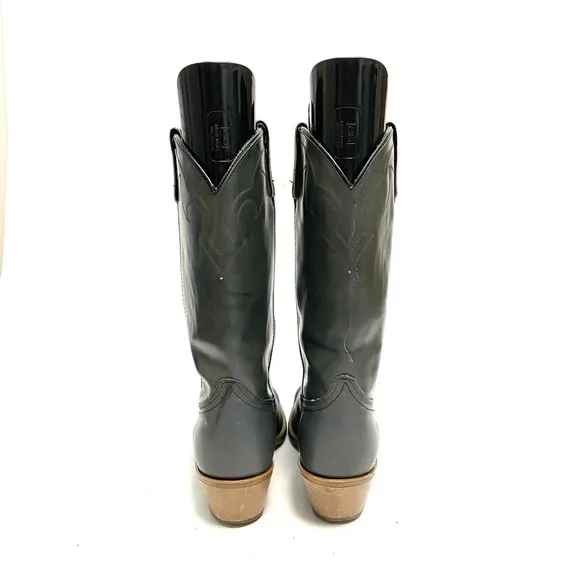 Vintage 1970s mens gray marbled leather western cowboy boots