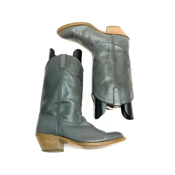 Vintage 1970s mens gray marbled leather western cowboy boots