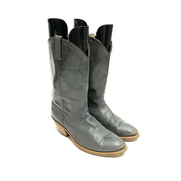Vintage 1970s mens gray marbled leather western cowboy boots