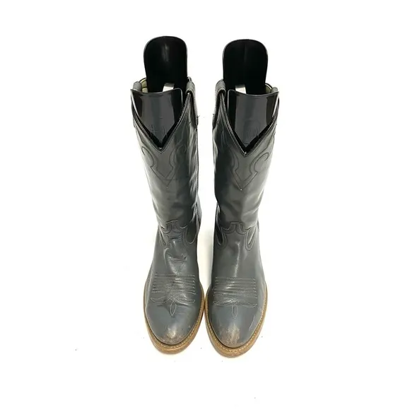 Vintage 1970s mens gray marbled leather western cowboy boots