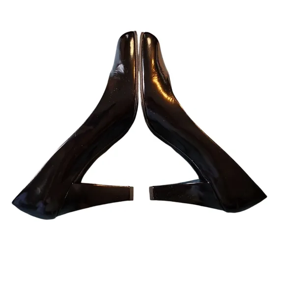 Vintage Charles Jourdan Ronald Ritz Black Patent Leather Heel Pumps Size 8AA
