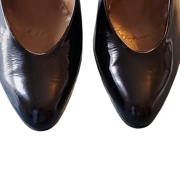 Vintage Charles Jourdan Ronald Ritz Black Patent Leather Heel Pumps Size 8AA