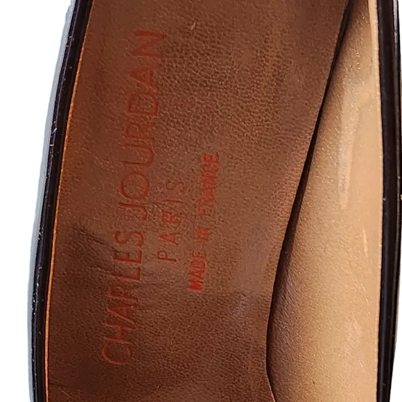 Vintage Charles Jourdan Ronald Ritz Black Patent Leather Heel Pumps Size 8AA