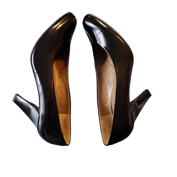 Vintage Charles Jourdan Ronald Ritz Black Patent Leather Heel Pumps Size 8AA