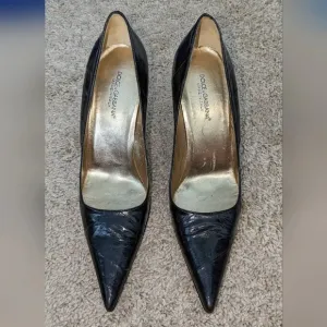 Vintage Dolce &amp; Gabbana Black Pointed Toe Slip Heels