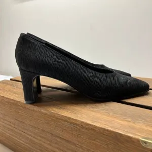 Vintage Giorgio Armani Black Ruched Square Toe Block Heel Pumps Women's 38.5