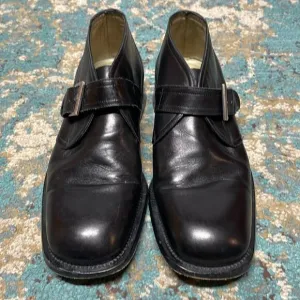 Vintage Goldwin Maraolo Monk Strap Leather Chukka Boots Black Size 8 Men's