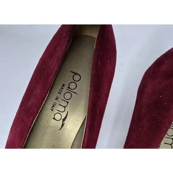 Vintage Paloma Bordeaux Red Suede High Heels Pumps Shoes 8 1/2 B ITALY NWOT