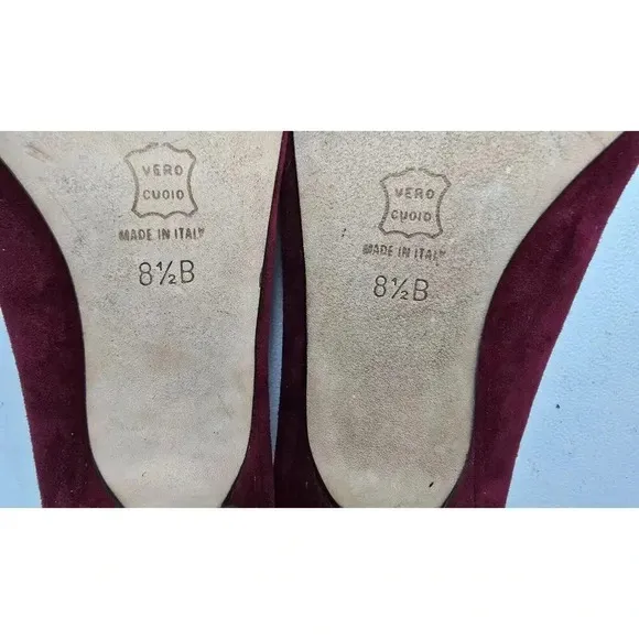 Vintage Paloma Bordeaux Red Suede High Heels Pumps Shoes 8 1/2 B ITALY NWOT