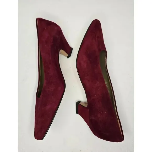 Vintage Paloma Bordeaux Red Suede High Heels Pumps Shoes 8 1/2 B ITALY NWOT
