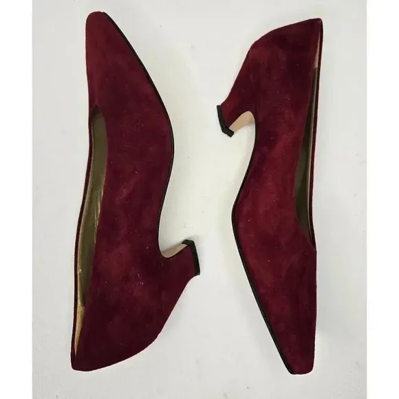 Vintage Paloma Bordeaux Red Suede High Heels Pumps Shoes 8 1/2 B ITALY NWOT