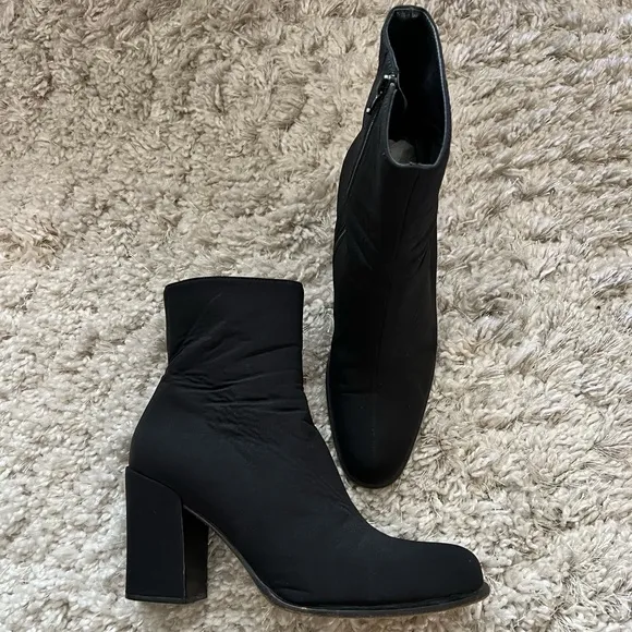 Vintage Prada tessuto  block heel ankle boots