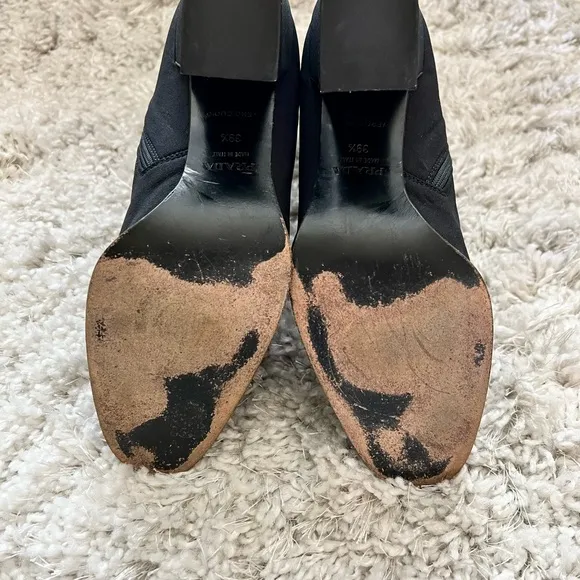 Vintage Prada tessuto  block heel ankle boots