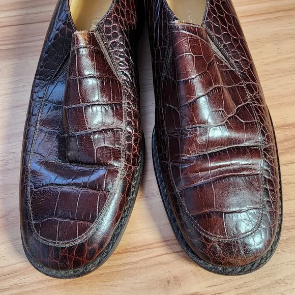 Vintage Ralph Lauren Brown Crocodile  Loafers Size 7b