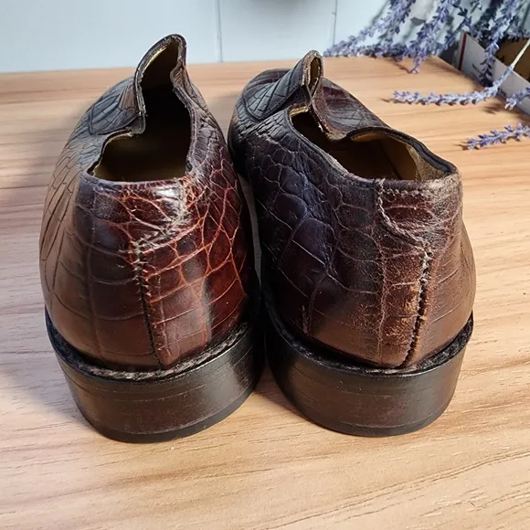 Vintage Ralph Lauren Brown Crocodile  Loafers Size 7b