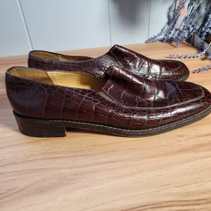 Vintage Ralph Lauren Brown Crocodile  Loafers Size 7b