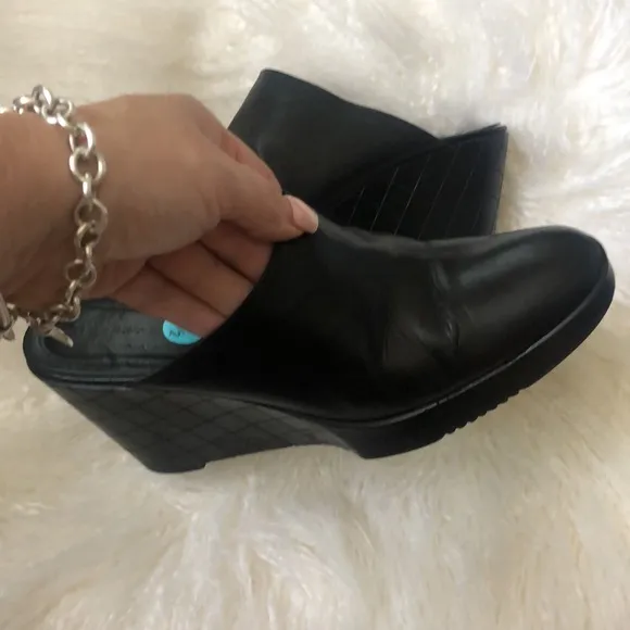 Vintage ROBERT CLERGERIE High Heel Mules slides Shoes Leather Chunky Platform