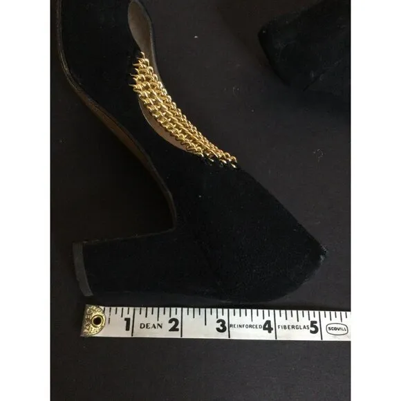 Vintage Rosina Ferragamo Schiavone Womens Suede Shoes Heels Pumps Black Size 8AA