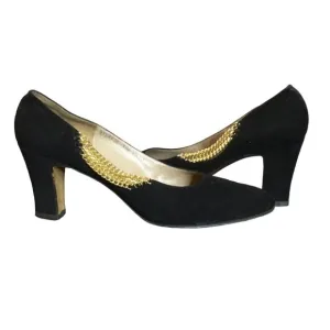 Vintage Rosina Ferragamo Schiavone Womens Suede Shoes Heels Pumps Black Size 8AA