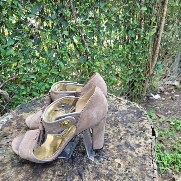 Vintage Women Suede High  Heel Sandals By Coach Size 8.5B/ Women Designer Sandal
