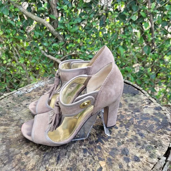Vintage Women Suede High  Heel Sandals By Coach Size 8.5B/ Women Designer Sandal