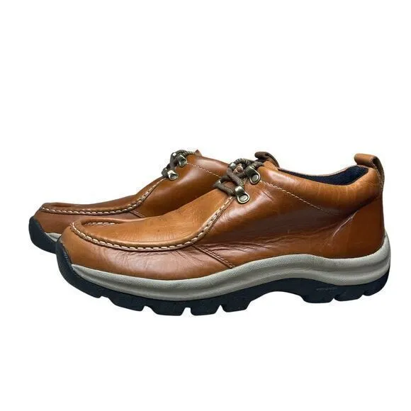 Vintage Y2K Tommy Hilfiger Lace Up Leather Loafer Mens 10.5 Cognac‎ Brown 90's