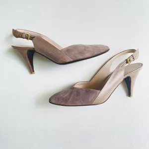 Vintage Bruno Magli Slingback Mushroom Color High Heel Dress Shoes Size 9AAA