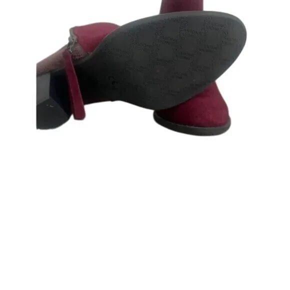 Vionic Burgundy Suede &amp; Faux Snakeskin Ankle Boots With Side Zipper Womens Size